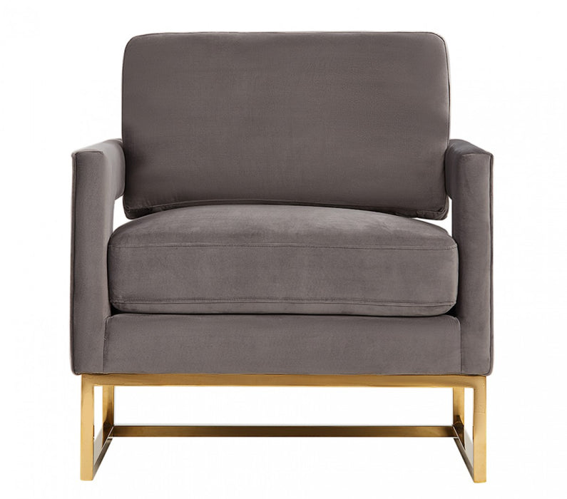VIG Furniture - Modrest Edna Modern Grey Velvet & Gold Accent Chair - VGRH-RHS-AC-201-GRY