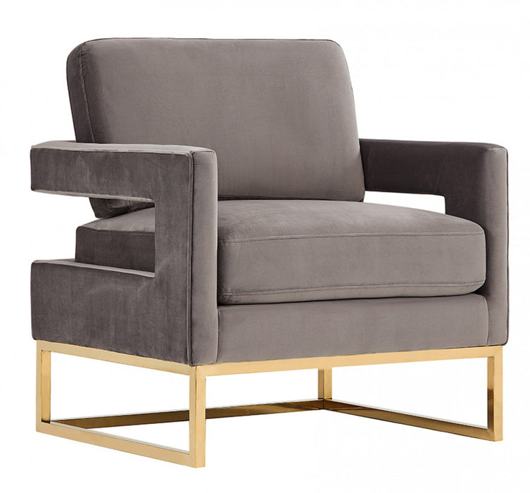 VIG Furniture - Modrest Edna Modern Grey Velvet & Gold Accent Chair - VGRH-RHS-AC-201-GRY