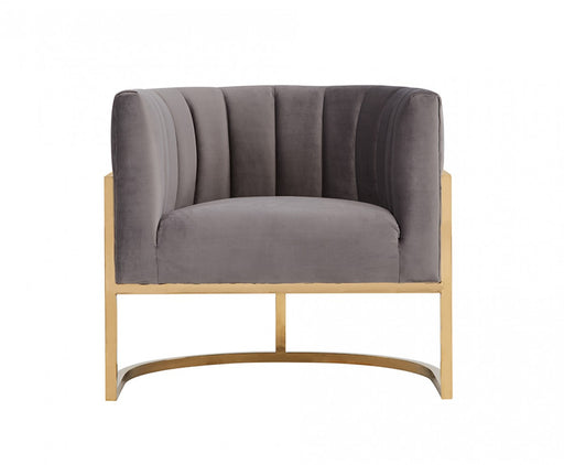 VIG Furniture - Modrest Landau Modern Grey Velvet & Gold Accent Chair - VGRH-AC406-GRY - GreatFurnitureDeal