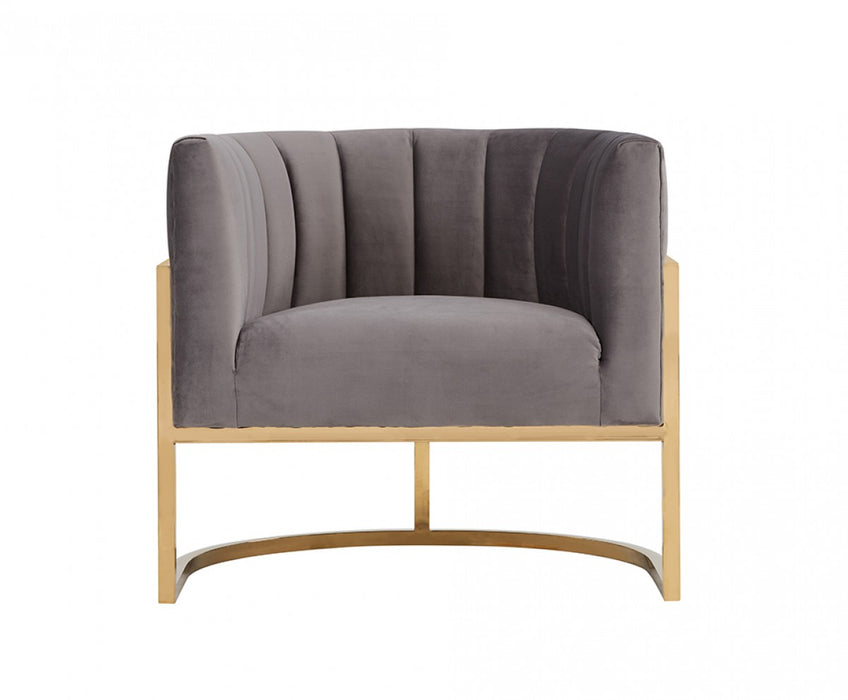 VIG Furniture - Modrest Landau Modern Grey Velvet & Gold Accent Chair - VGRH-AC406-GRY