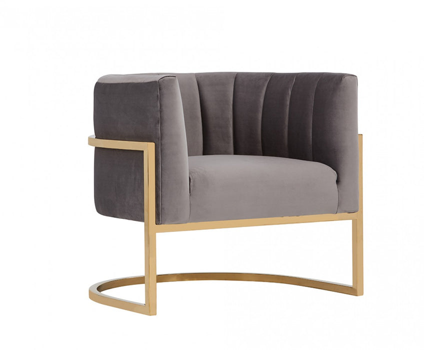 VIG Furniture - Modrest Landau Modern Grey Velvet & Gold Accent Chair - VGRH-AC406-GRY