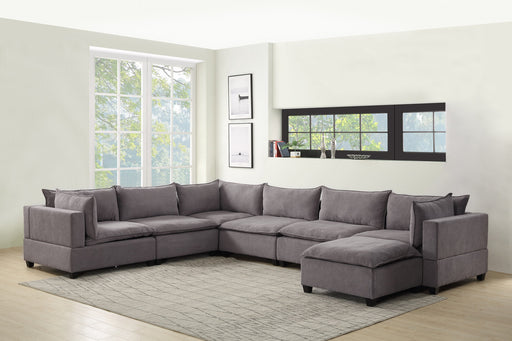 GFD Home - Madison Light Gray Fabric 7 Piece Modular Sectional Sofa Chaise - GreatFurnitureDeal