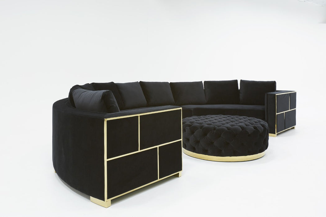 VIG Furniture - Divani Casa Ritner Modern Black Velvet Circular Sectional Sofa - VGYUHD1840-B-BLK