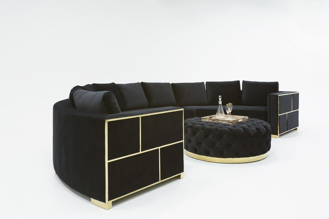 VIG Furniture - Divani Casa Ritner Modern Black Velvet Circular Sectional Sofa - VGYUHD1840-B-BLK - GreatFurnitureDeal