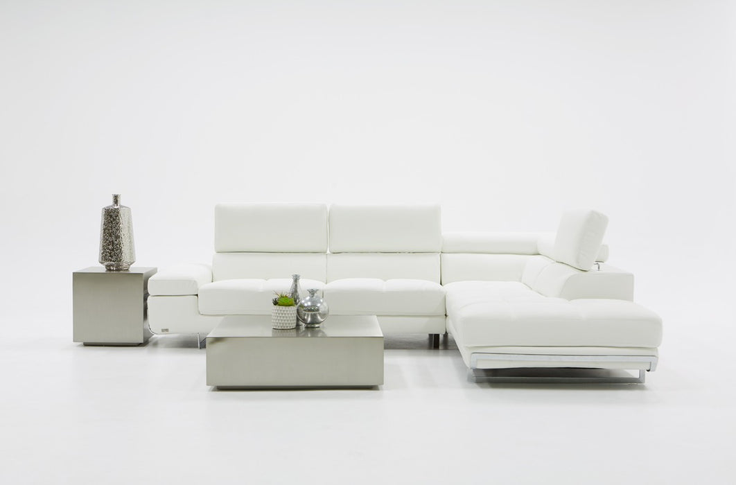 VIG Furniture - Divani Casa Myst Mini Modern White Eco-Leather Sectional Sofa - VGKNK8317-ECO-WHT