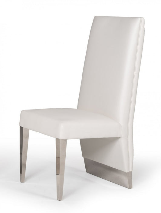 VIG Furniture - Modrest Kilson Modern White Leatherette & Stainless Steel Dining Chair (Set of 2) - VGVCB1819-WHT