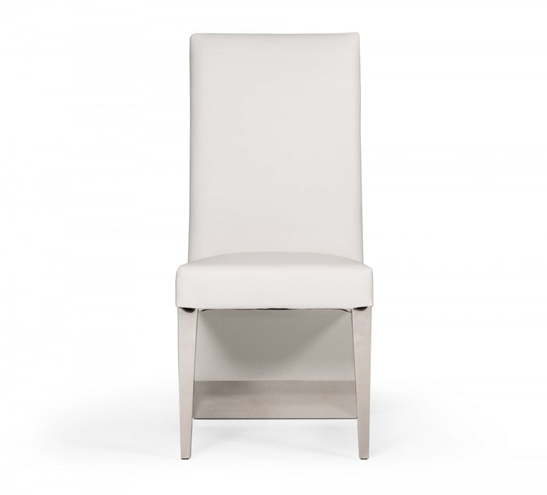 VIG Furniture - Modrest Kilson Modern White Leatherette & Stainless Steel Dining Chair (Set of 2) - VGVCB1819-WHT