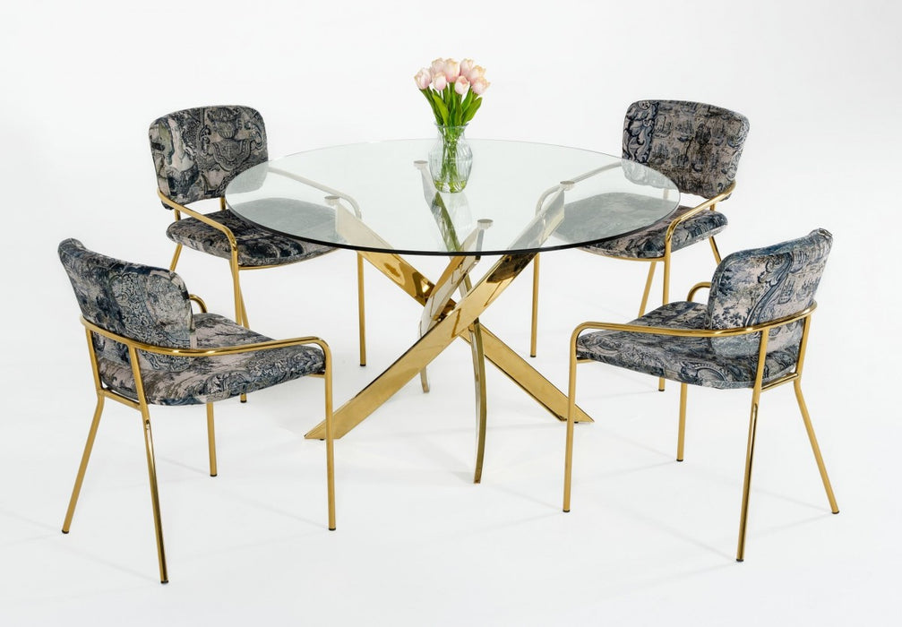 VIG Furniture - Modrest Pyrite - Modern Round Glass Dining Table - VGEWF2133AG - GreatFurnitureDeal
