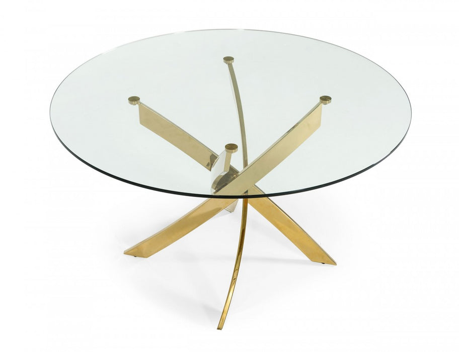 VIG Furniture - Modrest Pyrite - Modern Round Glass Dining Table - VGEWF2133AG - GreatFurnitureDeal