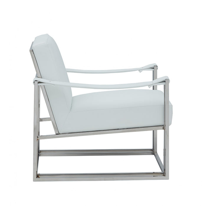 VIG Furniture - Modrest Larson Modern White Leatherette Accent Chair - VGRH-RHS-AC-205-WHT-STL