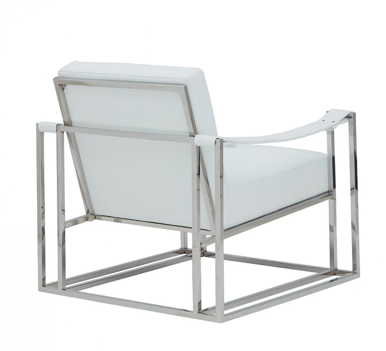 VIG Furniture - Modrest Larson Modern White Leatherette Accent Chair - VGRH-RHS-AC-205-WHT-STL - GreatFurnitureDeal