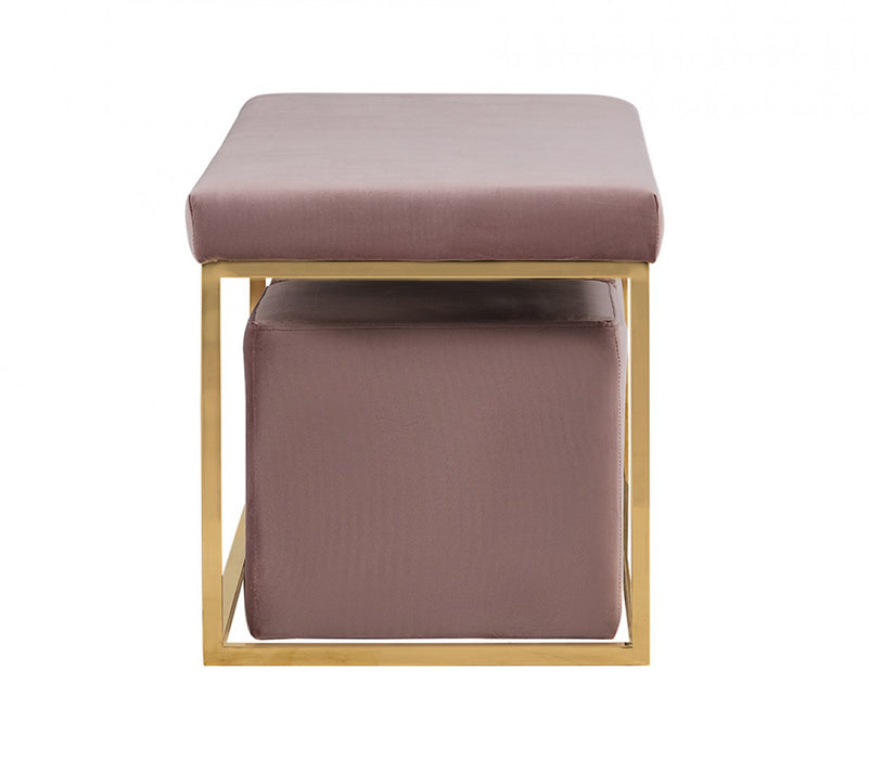 VIG Furniture - Divani Casa Walden Modern Mauve Velvet Bench & Ottoman Set - VGRH-RHS-OT-211-MAV