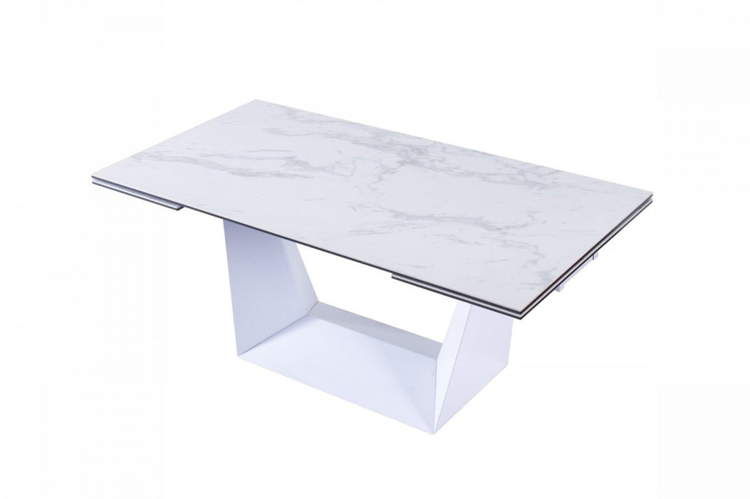 VIG Furniture - Modrest Baldwin - Modern White Ceramic Extendable Dining Table - VGNS-GD8684-C