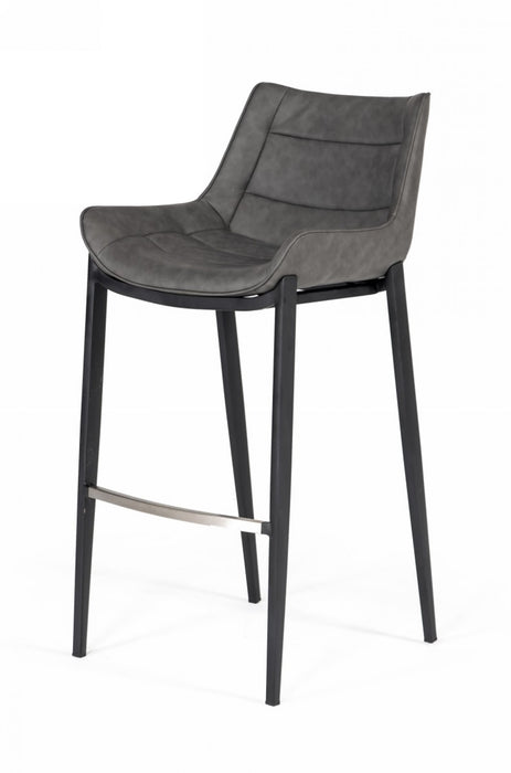 VIG Furniture - Modrest Robert - Modern Grey Eco-Leather Bar Stool (Set of 2) - VGHR5366-B