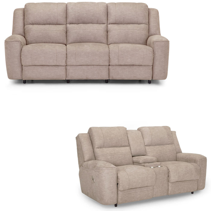 Franklin Furniture - 762 Verona 2 Piece Dual Power Reclining Living Room Set in Pebble - 76245-35-PEBBLE