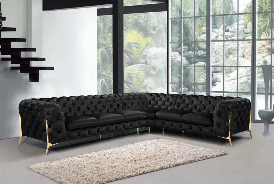 VIG Furniture - Divani Casa Sheila - Modern Black Velvet Sectional Sofa - VGCA1346A-BLK