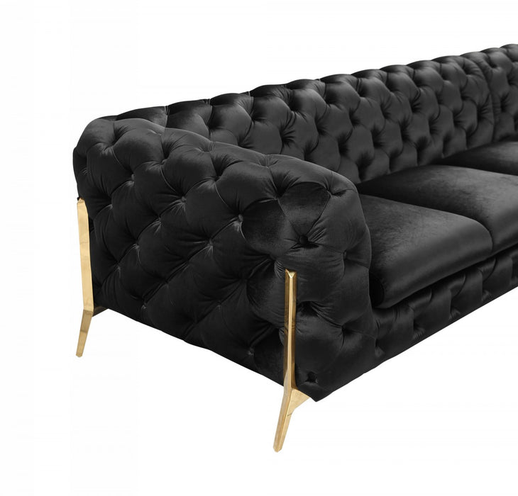 VIG Furniture - Divani Casa Sheila - Modern Black Velvet Sectional Sofa - VGCA1346A-BLK