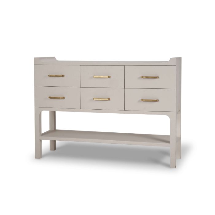 Bramble - Fulham Linen Wrapped Console Table in Matte White - BR-76582 - GreatFurnitureDeal