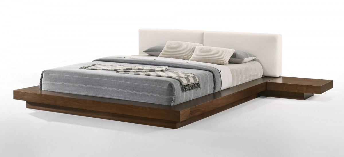 VIG Furniture - Modrest Tokyo - Contemporary Walnut and White Platform Bed - VGMABR-90-WAL-WHT