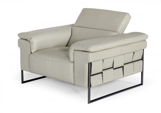 VIG Furniture - Divani Casa Shoden - Modern Light Grey Leather Chair - VGEV1858-CH - GreatFurnitureDeal