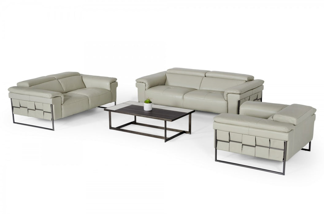 VIG Furniture - Divani Casa Shoden - Modern Light Grey Leather Chair - VGEV1858-CH
