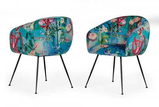 VIG Furniture - Modrest Roxann - Contemporary Floral Velvet Dining Chair - VGEUMC-9292CH-A - GreatFurnitureDeal