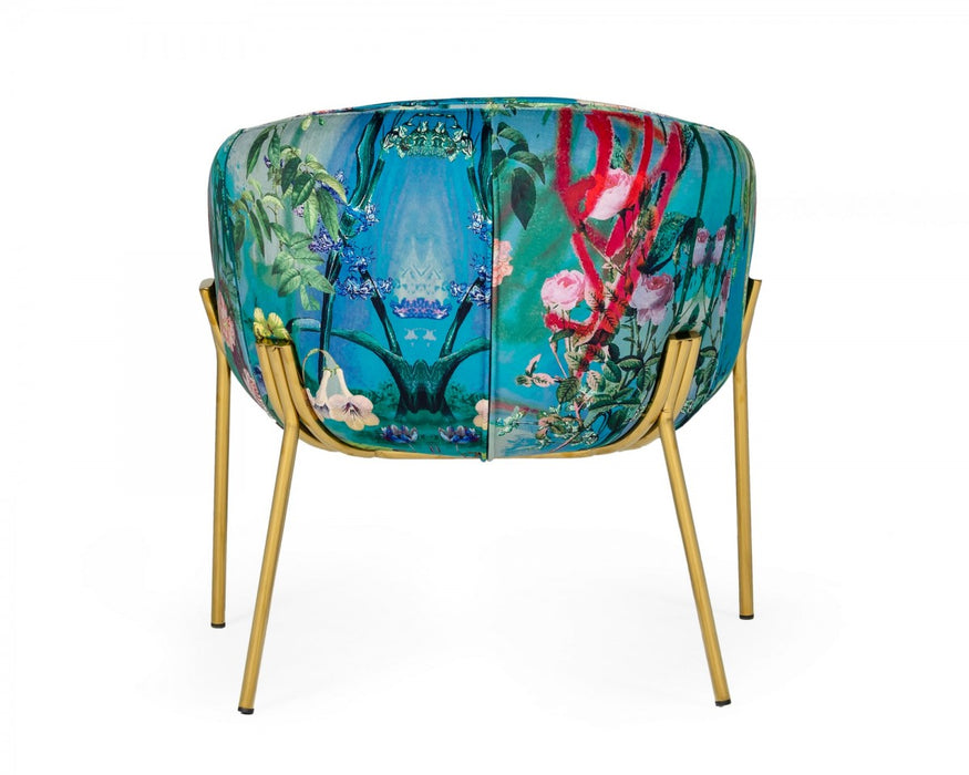 VIG Furniture - Modrest Falco - Contemporary Floral Velvet and Gold Accent Chair - VGEUMC-9581CH-A - GreatFurnitureDeal