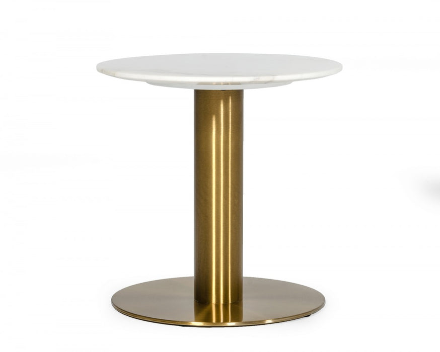 VIG Furniture - Modrest Fairway - Glam White Marble and Brushed Gold End Table - VGEUMC-6931ET