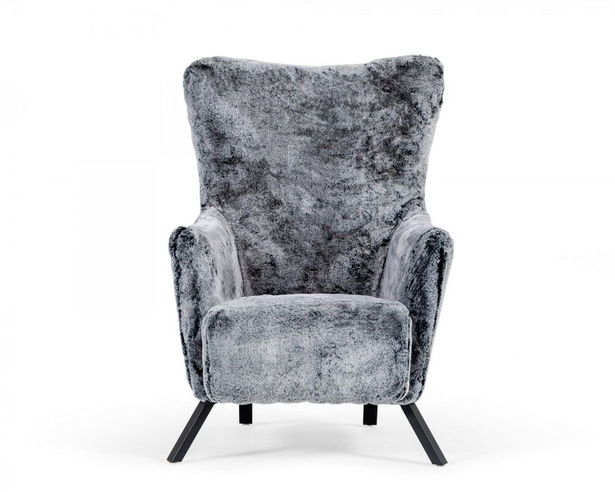 VIG Furniture - Modrest Findon - Glam Grey Faux Fur Accent Chair - VGEUMC-9359CH - GreatFurnitureDeal