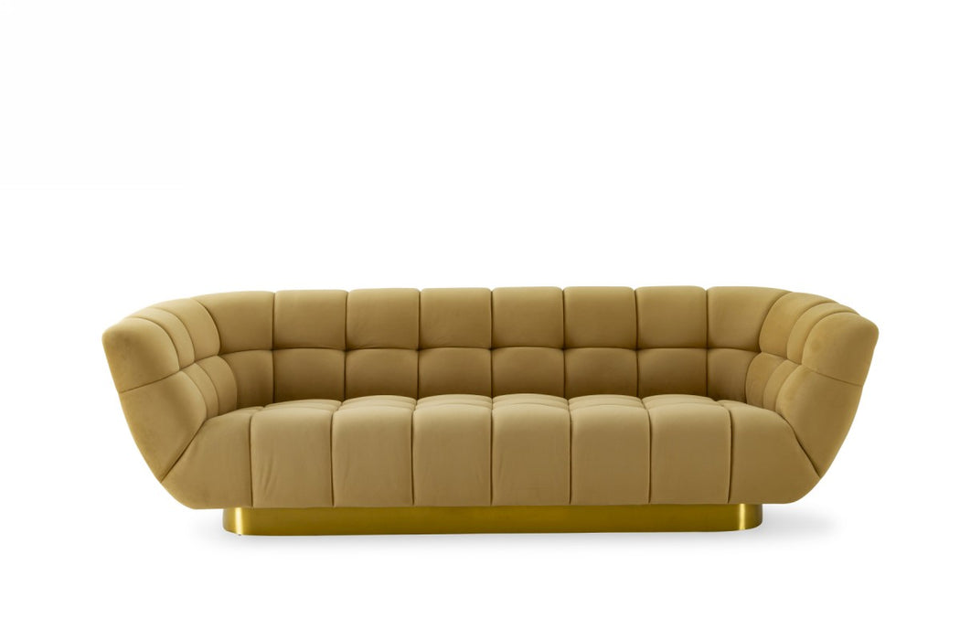 VIG Furniture - Divani Casa Granby - Glam Mustard and Gold Fabric Sofa - VGODZW-946