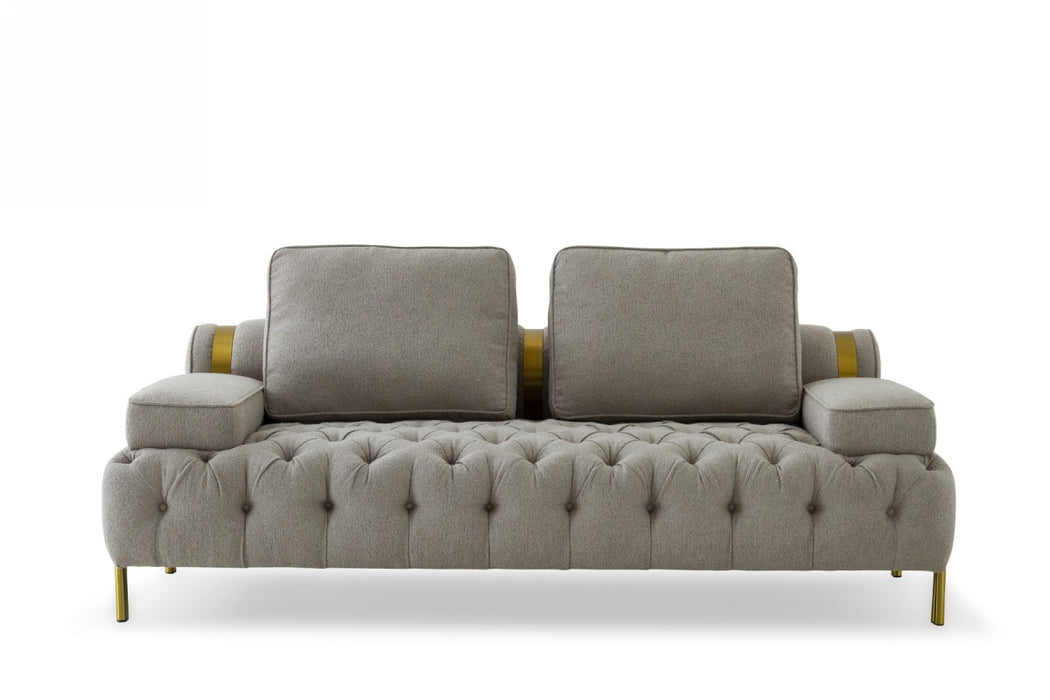 VIG Furniture - Divani Casa Ladera - Glam Grey and Gold Fabric Loveseat - VGODZW-9106-LVST - GreatFurnitureDeal