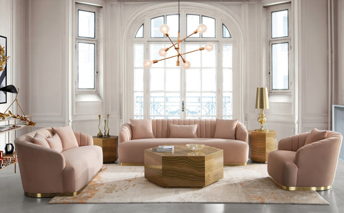 VIG Furniture - Modrest Lacuna - Glam Amber and Gold Marble End Table - VGODLZ-185E-H - GreatFurnitureDeal