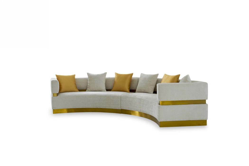 VIG Furniture - Divani Casa Kiva - Glam Beige and Gold Fabric Sectional Sofa - VGODZW-9114