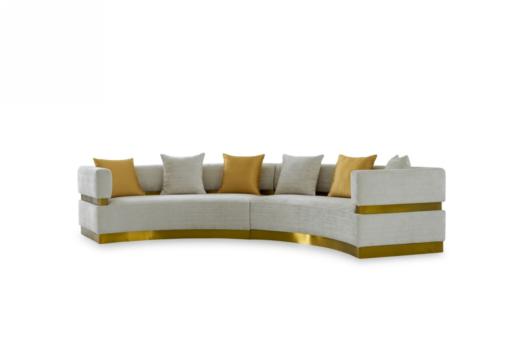 VIG Furniture - Divani Casa Kiva - Glam Beige and Gold Fabric Sectional Sofa - VGODZW-9114