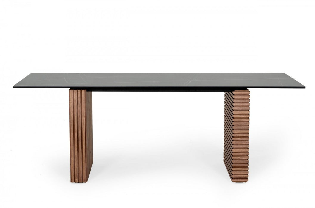 VIG Furniture - Modrest Maggie - Modern Walnut and Black Ceramic Top Dining Table - VGDWJ3555-1 - GreatFurnitureDeal