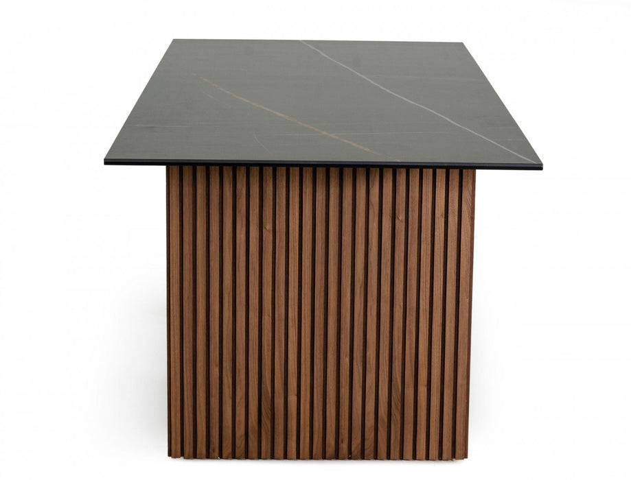 VIG Furniture - Modrest Maggie - Modern Walnut and Black Ceramic Top Dining Table - VGDWJ3555-1 - GreatFurnitureDeal