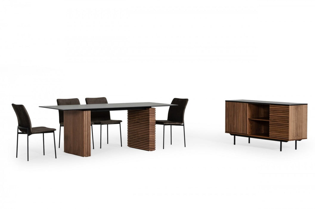 VIG Furniture - Modrest Maggie - Modern Walnut and Black Ceramic Top Dining Table - VGDWJ3555-1
