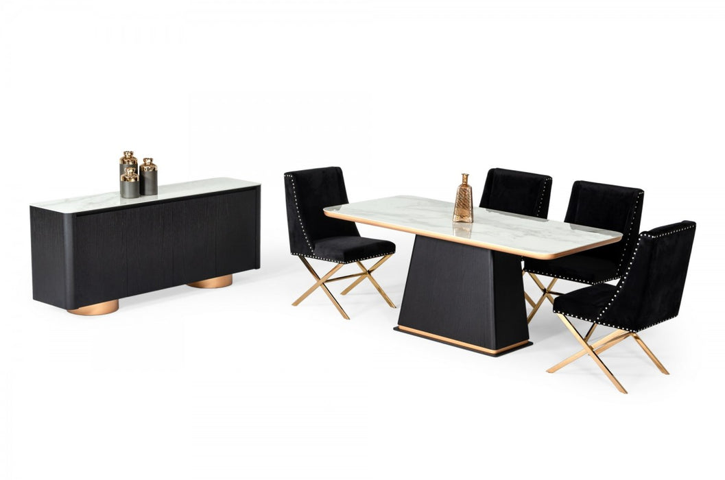 VIG Furniture - Modrest Peak - Modern White Ceramic-Black Oak-Rosegold Buffet - VGHB350M - GreatFurnitureDeal