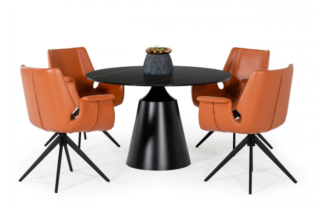 VIG Furniture - Modrest Edith - Modern Round Black Ceramic Dining Table - VGNSGD8744-B-DT
