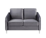 GFD Home - Hathaway Gray Velvet Fabric Sofa Loveseat Chair Living Room Set - GreatFurnitureDeal