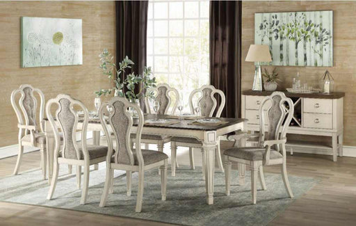 Acme Furniture - Kayley 5 Piece Dining Table Set in Antique White & Dark Oak - 77135-5SET - GreatFurnitureDeal