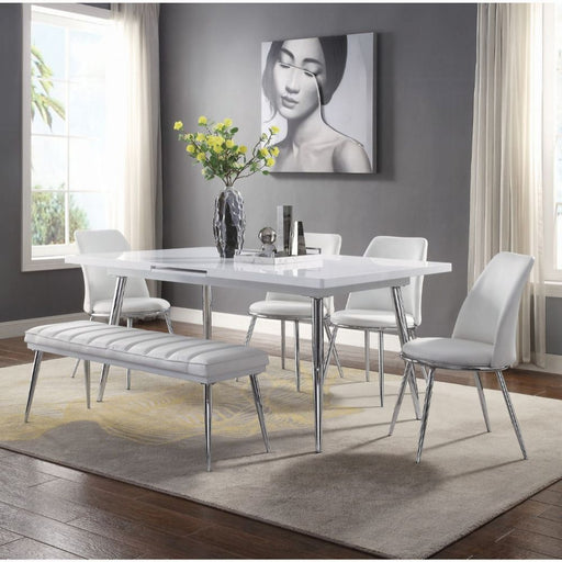 Acme Furniture - Weizor 5 Piece Dining Table Set in White High Gloss - 77150-5SET - GreatFurnitureDeal