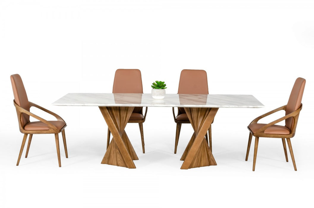 VIG Furniture - Modrest Cadence - Modern Walnut & Marble Dining Table - VGCSDT-1571-MRB - GreatFurnitureDeal
