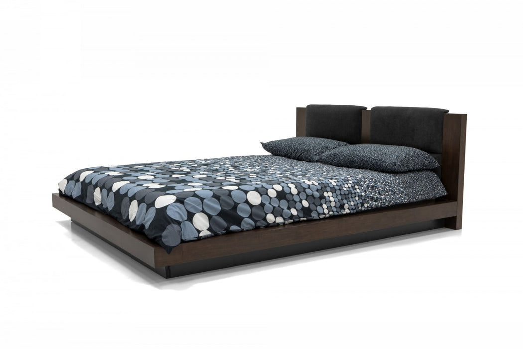 VIG Furniture - Nova Domus Fantasia - Walnut-Dark Grey Bed and Two Nightstands - VGWDHL-W01-BED-2NS - GreatFurnitureDeal