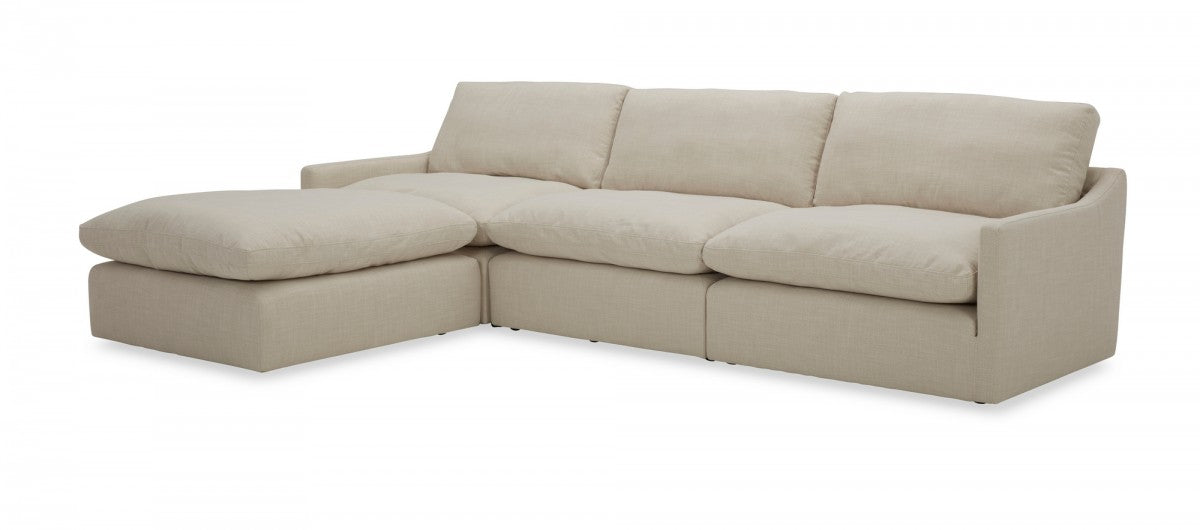 VIG Furniture - Divani Casa Fedora - Modern White Fabric Sectional Sofa w- Ottoman - VGKKKF2637-B1223