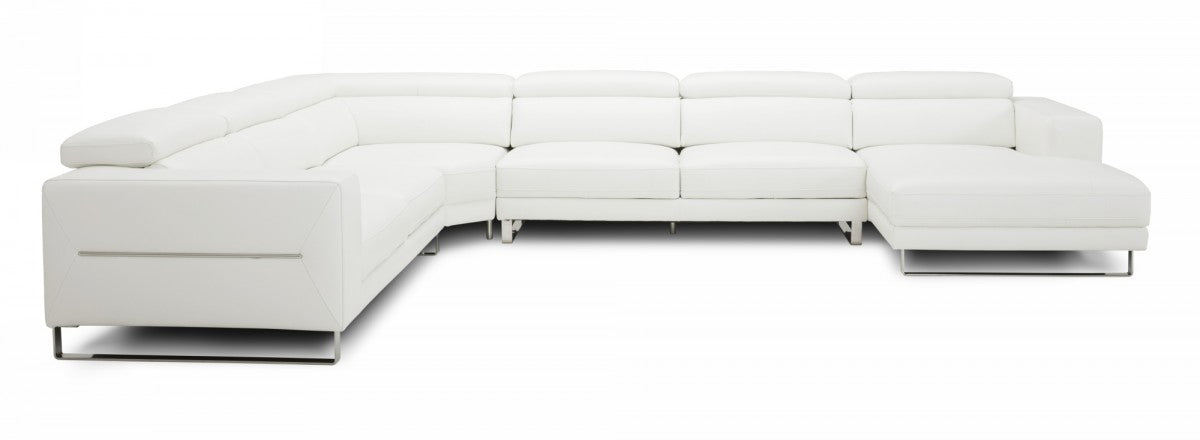 VIG Furniture - Divani Casa Hawkey White Full Leather Sectional - VGKKKF1066-L2927