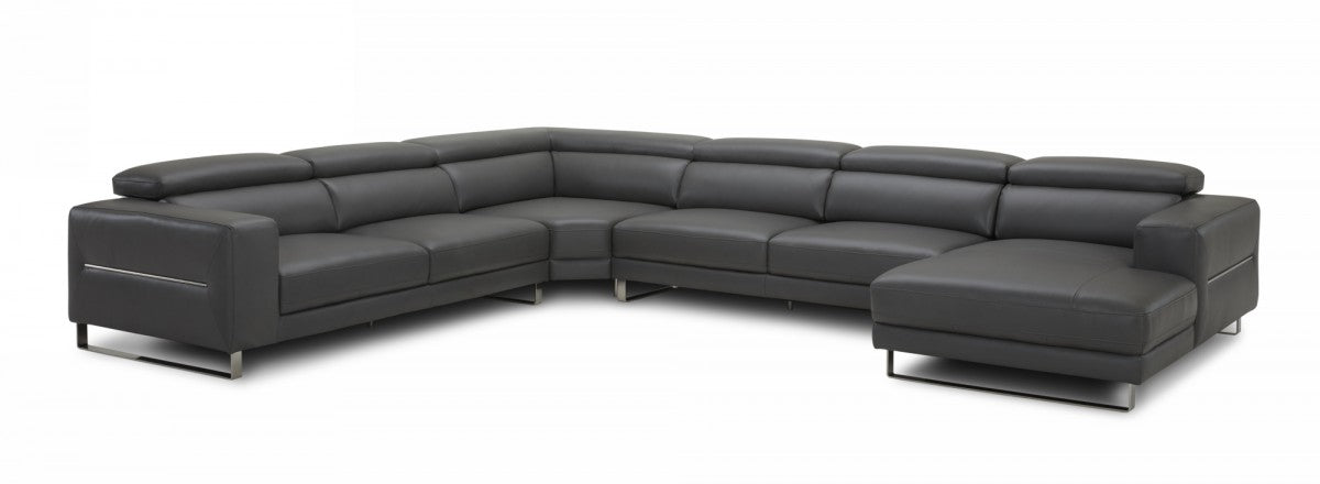 VIG Furniture - Divani Casa Hawkey - Contemporary Grey Full Leather Sectional - VGKKKF1066-L2925 - GreatFurnitureDeal
