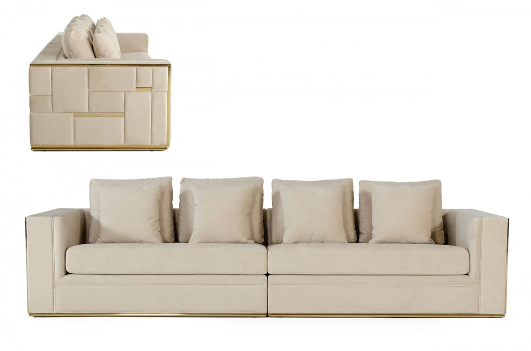 VIG Furniture - Divani Casa Mobray - Glam Beige and Gold Fabric Sofa - VGUIMY524