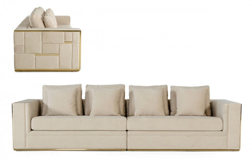 VIG Furniture - Divani Casa Mobray - Glam Beige and Gold Fabric Sofa - VGUIMY524 - GreatFurnitureDeal