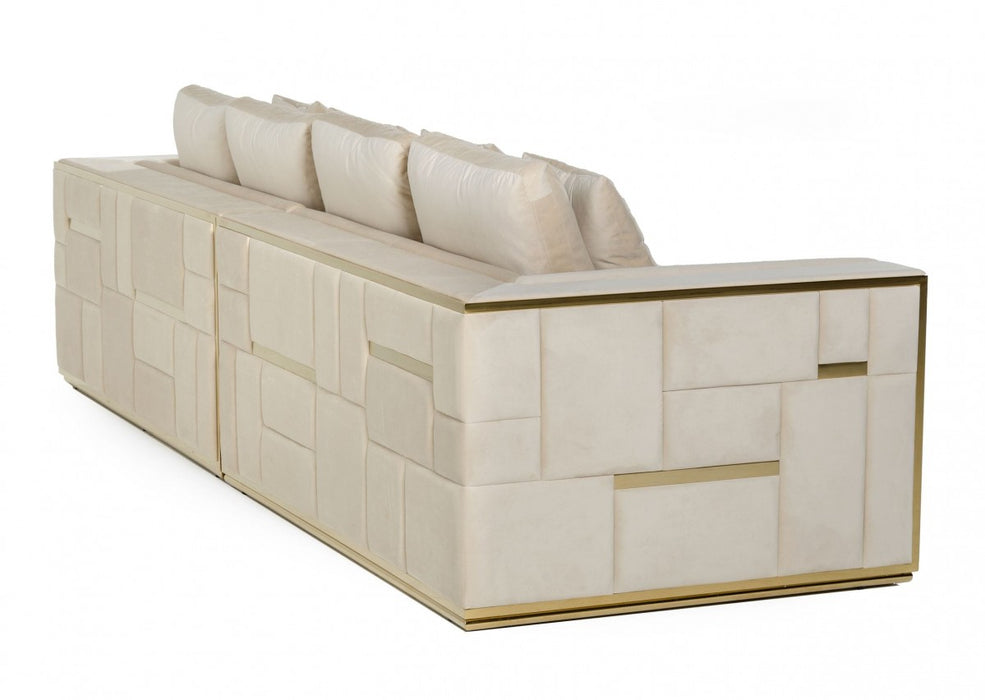 VIG Furniture - Divani Casa Mobray - Glam Beige and Gold Fabric Sofa - VGUIMY524